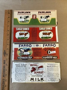 4 etiquetas de leche evaporada anteriores a la década de 1950 R. C. Williams Schloss And Kahn INV-AQ1118 - Imagen 1 de 24