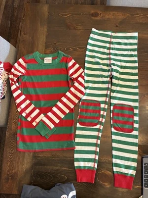 Hannah Anderson Christmas Red Green Striped pajamas 100% cotton Kids Size US 8 - Image 1 of 4