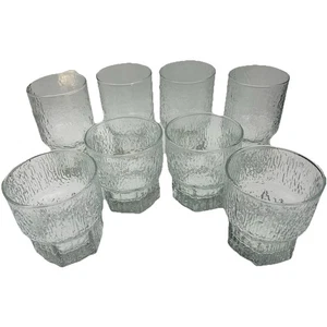 Iittala Aslak High & Lowball Glass Set (8) Tapio Wirkkala Glacier Tumblers Rain - Picture 1 of 10