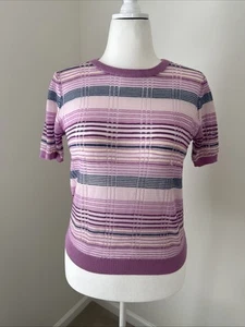 ZARA Sheer Ribbed Sweater Top Sz Large Purple  Mod Y2K - Picture 1 of 9
