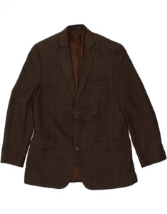 MICHAEL KORS Mens 2 Button Blazer Jacket UK 42 XL Brown Check Polyester CI18 - Picture 1 of 4