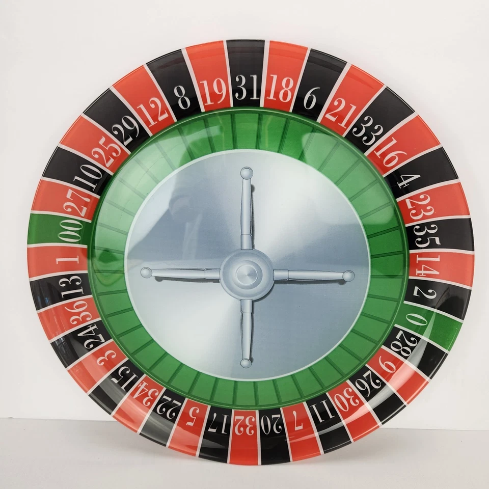 Luminarc Casino Ruleta Nocturna 12.5" Bandeja Redonda de Vidrio para Servir Hombre Cueva Foto 1 de 4