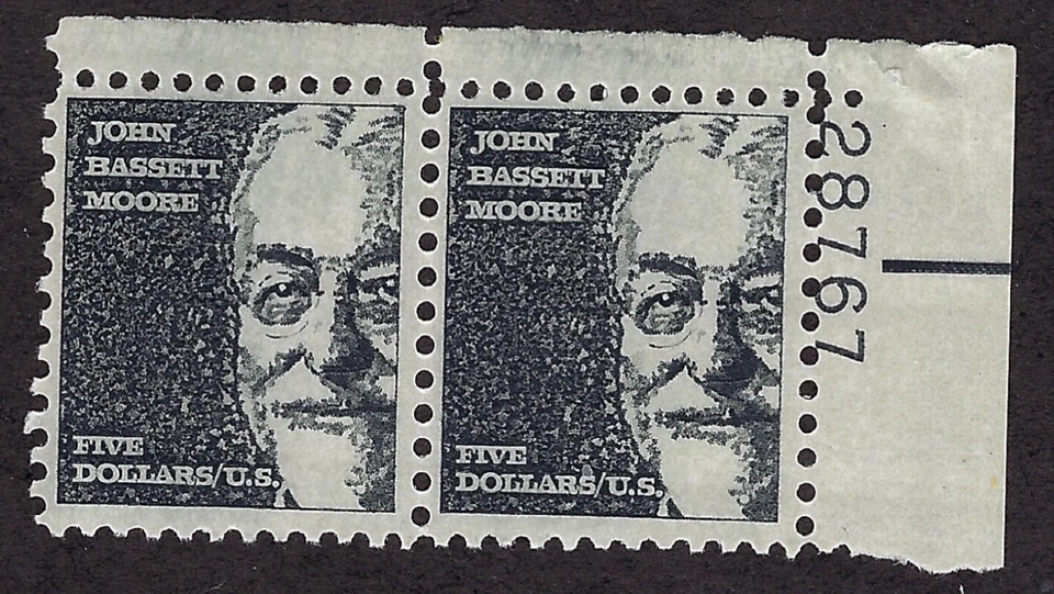 U.S. PROMINENT AMERICANS $5.00 Moore Sc#1295 M/NH/OG Hi Value  Scarce No Tagging - Image 1 of 1