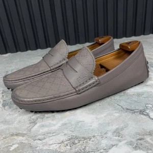 GUCCI Mocasín de Conducción con Logotipo de Costura de Diamante Cuero Gris 7 G o 7.5 EE. UU. 41 EUR* - Imagen 1 de 12