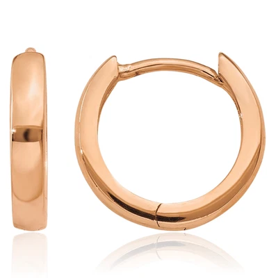 14K Solid Rose Gold Round Huggie Small Hoop Earrings - Image 1 of 4