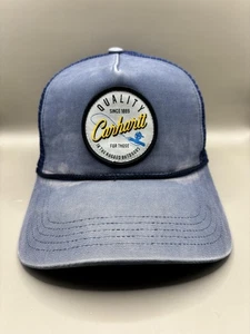 Carhartt Hat Cap Snap Back Blue Mesh Trucker Patch Rugged Outdoors Mens - Picture 1 of 8