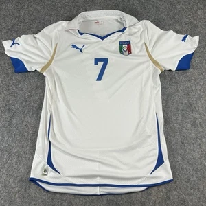 Authentic Puma Italy Soccer Jersey Pepe #7 Mens Medium White Collared 2010 Away - Picture 1 of 11