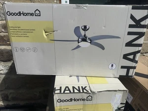 GoodHome Hanki Modern Silver Chrome effect Ceiling fan light - Picture 1 of 7