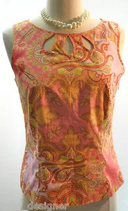 J J. Crew NEW sexy 3 keyhole Top lined paisely colorful sleeveless blouse top 2 - Imagen 1 de 6