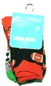 3 Pair Multi-color Sports Themed Crew Socks Sock Size 6-8.5 - Picture 1 of 2