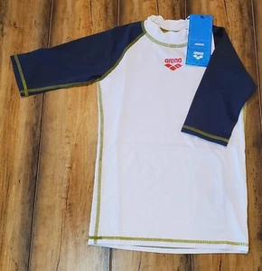 Arena Junior Rash Guard Top Mid Sleeve White Ash Gray Size 26 NWT - Picture 1 of 4
