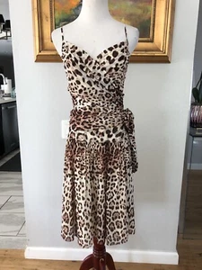 Class Roberto Cavalli Womens Animal Print V Neck Drop Waist Dress Brown Size 6 - Picture 1 of 10