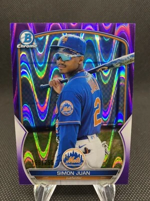 2023 Bowman Chrome BCP-38 Simon Juan Purple Lava /250  Mets  Baseball Card - Image 1 of 2