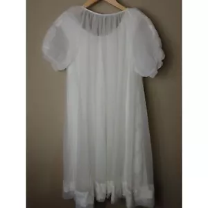Miss Elaine White Lace Chiffon Nylon Nightgown Peignoir Robe S/M Vintage 50s - Picture 1 of 9