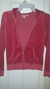 JUICY COUTURE GIRLS CORAL PINK VELOUR HOODIE SIZE 10 - Picture 1 of 4