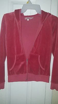 JUICY COUTURE GIRLS CORAL PINK VELOUR HOODIE SIZE 10 - Image 1 of 4