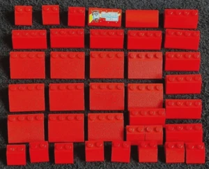 LEGO Red Slopes 2x4 3x4 3297 Curved Roof Ramp Smooth Bricks Pieces Bundle Lot - Picture 1 of 5