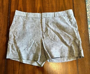 Pantalones Cortos Banana Republic Pin Rayas Azul Blanco Lino Algodón 6 5" NUEVO 6 Costero - Imagen 1 de 10