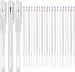 Heat Erasable Fabric White Marking Pens with 20 Refills for Tailors Sewing and Q - Picture 1 of 11