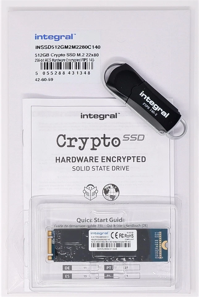INTEGRAL 512GB CRYPTO SSD M.2 2280 256-BIT HARDWARE ENCRYPTED SSD DRIVE - NEW! - Image 1 of 1