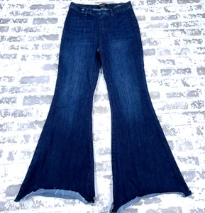 Judy Blue Jeans Women 9 29 Pull On Super Flare Wide Leg Flared Dark Western - Picture 1 of 15