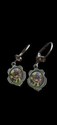 Pendientes colgantes colgantes color dorado floral diseñados por Michal Negrin cristal rosa Foto 1 de 4