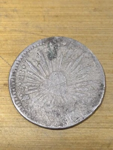 Dug 1856 Mexico Go Struck In WHITE METAL 1 Real ,Contemporary Counterfit - Picture 1 of 2