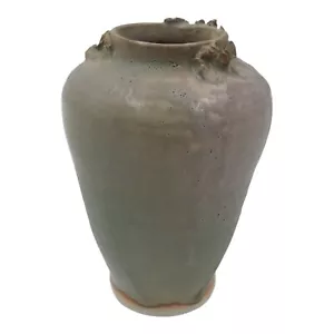 Signierte japanische Keramik Vase applizierte Details matte Glasur 5" - Bild 1 von 8