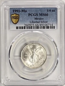 1991 Mexico Libertad 1/4 oz. Silver Coin - PCGS MS66 - Picture 1 of 2