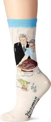 Hot Sox Womens Norman Rockwell Collection Crew Socks Hosiery Art Thanksgiving - Изображение 1 из 2