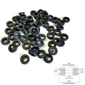 Paquete de 25 bujes de cableado de ojal de goma, identificación de 1/2", ranura de 1/16", se adapta a orificio de 3/4" - Imagen 1 de 1