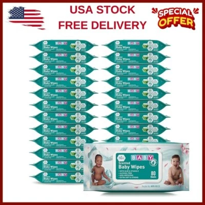 Scented Baby Wipes Packs in Bulk, 1920 Count (24 Packs X 80 Wipes), Extra Soft, - Image 1 of 4