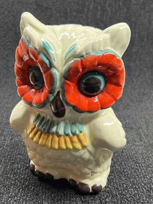 Hermoso adorno para el hogar decoración del hogar animal búho blanco multicolor cerámica  Foto 1 de 4
