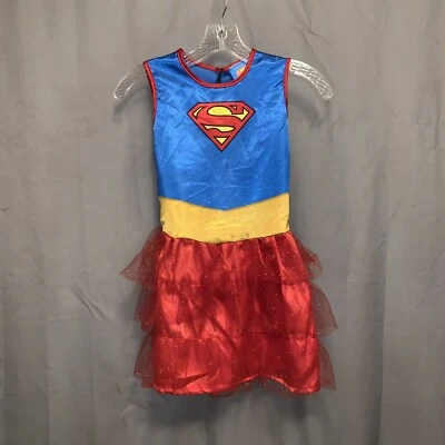 Rubie’s Costumes Girls Supergirl Costume Blue Red Glitter Dress NO CAPE Size Med - Image 1 of 4