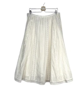Ralph Lauren Tulle Cotton Midi Embroidered Lace Skirt Cream Sz 16 - Picture 1 of 10