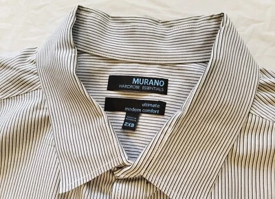Murano Men's Dress Shirt Long Sleeves Gray Stripes Size 2X B - Image 1 of 4