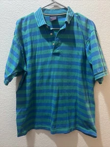 Camisa polo deportiva vintage Jantzen para hombre talla mediana azul verde a rayas - Imagen 1 de 2