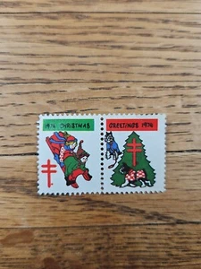 US Stamp/Seal Christmas Seal Vintage  1974 Strip of 2 - Picture 1 of 2