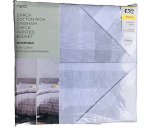Next Bedding, Single bedding, Twin Pack, Checked, stripes, grey - Picture 1 of 3