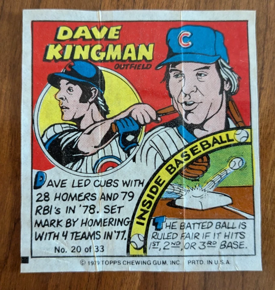 1979 TOPPS CHEWING GUM BASEBALL COMICS - DAVE KINGMAN! - CUBS! - Image 1 of 1