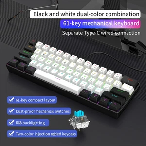 Teclado mecánico para juegos 60 % con cable RGB retroiluminado ultra compacto diseño mini  - Imagen 1 de 28