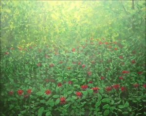 FRASE Original Oil Painting Garden Flowers Summer Impressionist Bee Balm Art - Picture 1 of 1