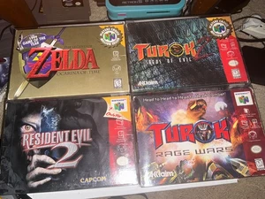 N64 4 game lot, Zelda ocarina of time,Resident evil 2,Turok 2,Turok rage wars - Picture 1 of 12