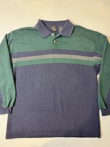 90’s Y2K Grunge Striped Color Block Rugby Sweatshirt Hop Hop Large Preppy - Picture 1 of 5