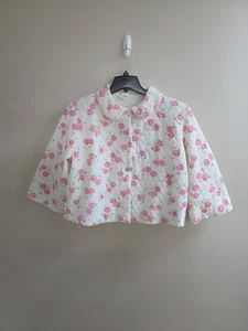 Chaqueta de cama acolchada floral rosa vintage grande - Imagen 1 de 6