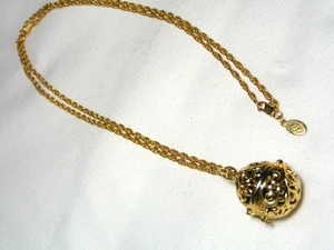 ...JOAN RIVERS...Gold Tone, Black Lucite Egg, Container Locket Pendant Necklace - Picture 1 of 8