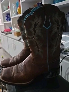Ariat Tombstone Stivaletto Punta Quadrata, 8.5B, Turchese - Foto 1 di 9