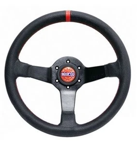 Sparco CHAMPION Steering Wheel 330mm - Black Perforated Leather Red Stiching New - Picture 1 of 1