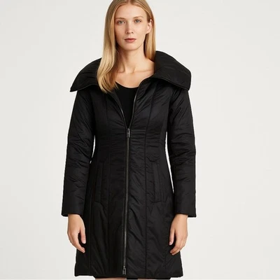 Chaqueta acolchada VINCE hasta la rodilla ligera negra con cremallera talla L Foto 1 de 4