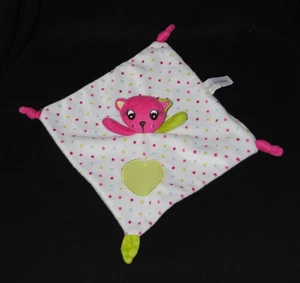 🐹 Doudou plat chat ORCHESTRA rose blanc vert pomme pois TTBE - Picture 1 of 1